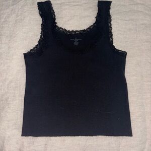 Brandy Melville Black Lace Trim Tank Top